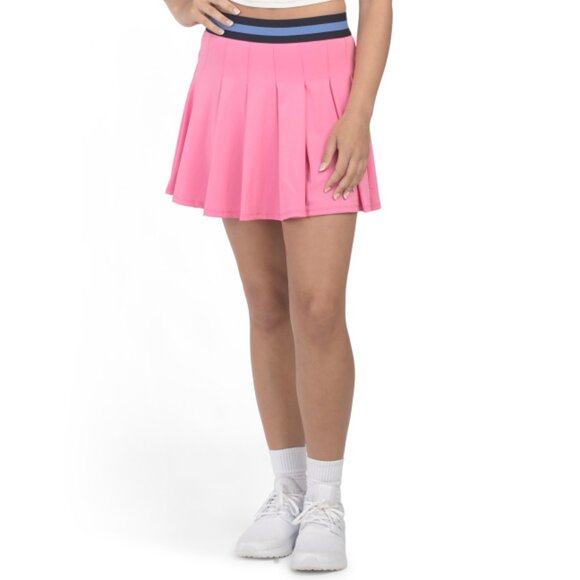 JESSICA SIMPSON Multi Pleated Knit Skort With Striped Rib Elastic Waistband - Picture 1 of 2